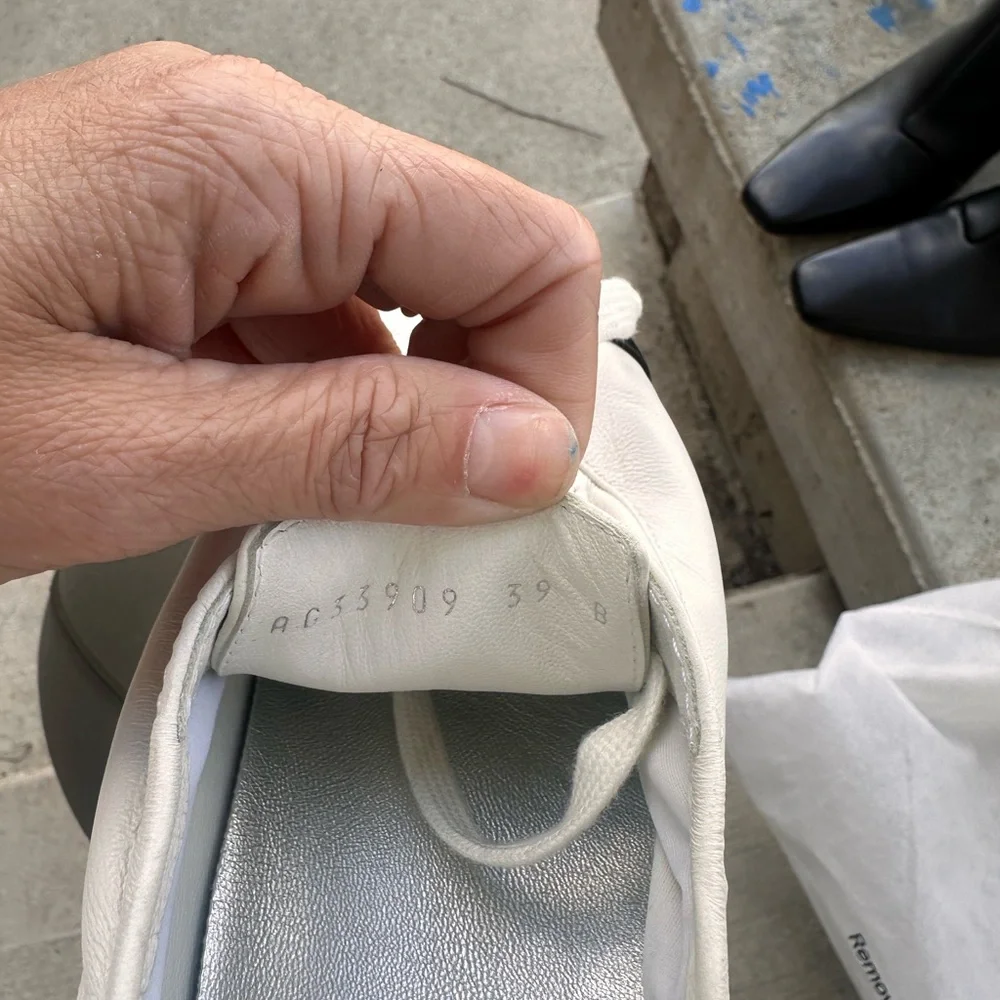 Chanel White and Black Leather Sneakers - Picture 13 of 16